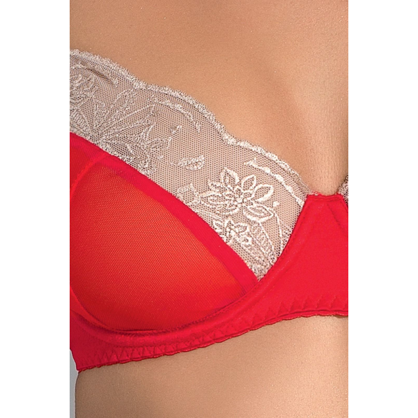 Комплект белья LORAINE SET red L/XL: лиф, стринги, пояс для чулок