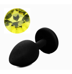 Силиконовая анальная пробка с кристаллом Silicon Black 03, размер S