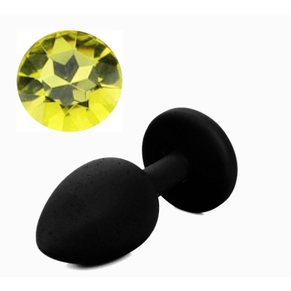 Силиконовая анальная пробка с кристаллом Silicon Black 03, размер S