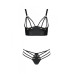Комплект из эко-кожи Passion Malwia Bikini black: с люверсами и ремешками, бра и трусики, размер XXL/XXXL