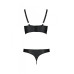 Комплект из эко-кожи Passion Malwia Bikini black: с люверсами и ремешками, бра и трусики, размер XXL/XXXL