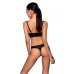 Комплект из эко-кожи Passion Malwia Bikini black: с люверсами и ремешками, бра и трусики, размер XXL/XXXL