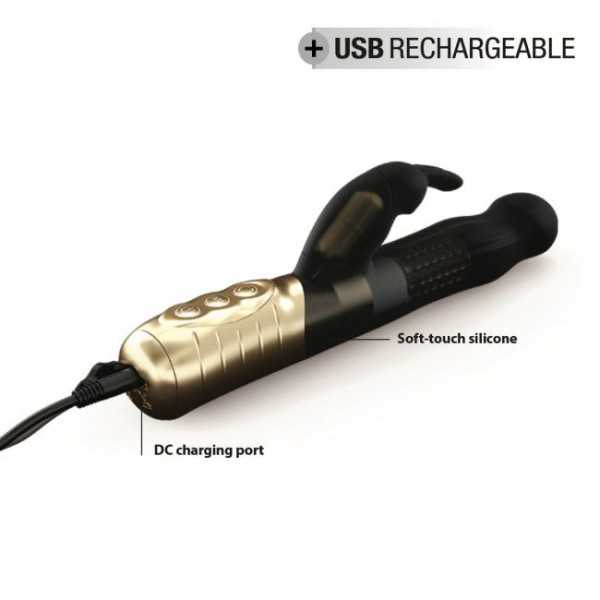 Вибратор-кролик Dorcel Baby Rabbit Gold 2.0 с жемчужным массажем и вращающейся головкой, 22 см