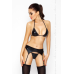 Комплект белья под латекс CAPRI SET black L/XL: мини-бикини, стринги, пояс для чулок