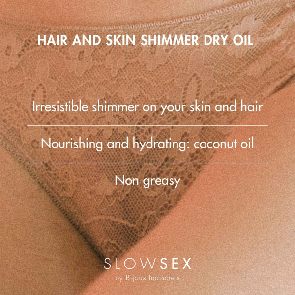 Сухое масло-шиммер для волос и тела Bijoux Indiscrets Slow Sex Hair and skin shimmer dry oil, 30 мл