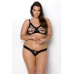 Комплект из экокожи CELINE BIKINI 6XL/7XL - Passion: открытый бра с лентами, стринги со шнуровкой