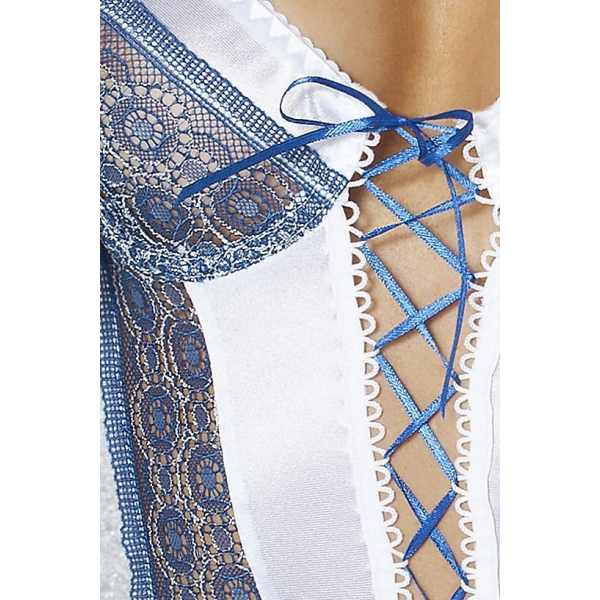 Сорочка приталенная ELENI CHEMISE white 4XL/5XL - трусики, со шнуровкой