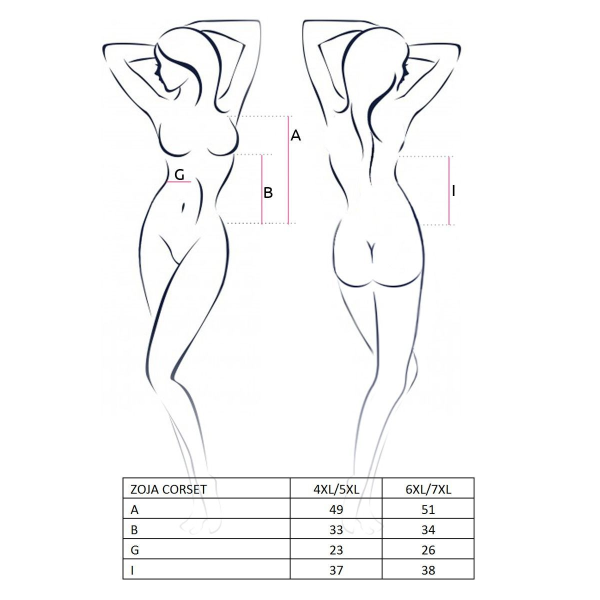 Корсет с пажами ZOJA CORSET black 6XL/7XL - трусики, шнуровка