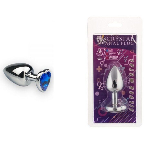 Анальная пробка, Silver Heart Sapphire, S