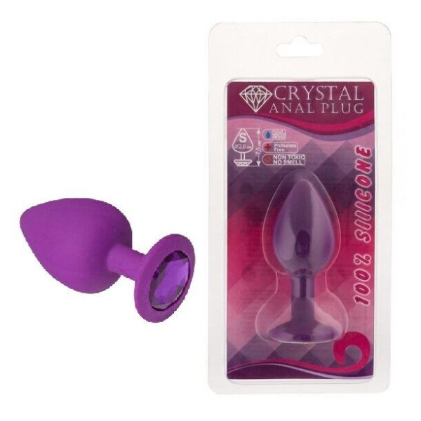 Силиконовая анальная пробка с кристаллом Purple Silicone Amethyst, размер S