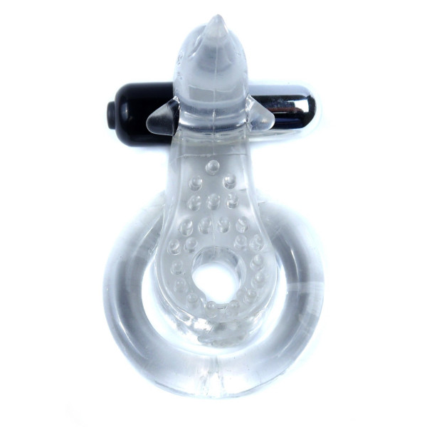 Эрекционное вибро кольцо BOSS - Dolphin Vibro CockRing Clear