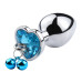 Анальная пробка с кристаллом, колокольчиком и поводком Silver Heart Blue, Размер S