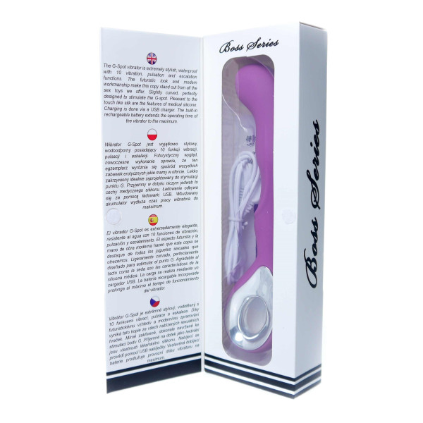 Вибромассажер для точки G Boss Series - Wibrator G-spot 10 functions USB Purple