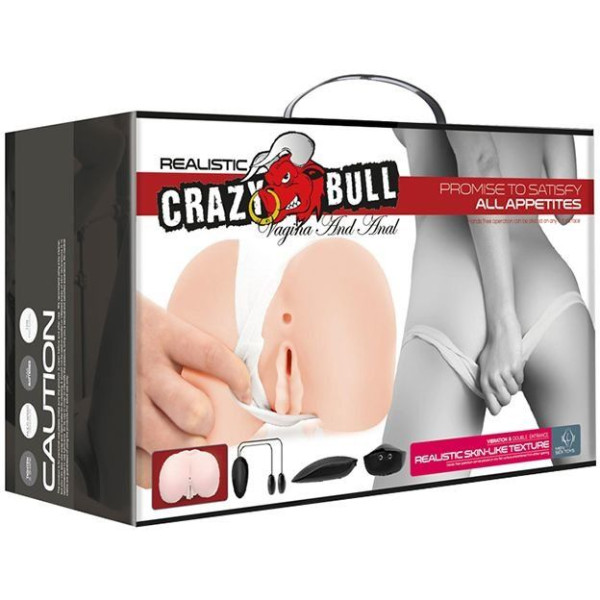 Мастурбатор с двумя отверстиями и вибрацией  Crazy Bull 