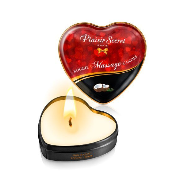 Массажная свеча сердечко Plaisirs Secrets Coconut