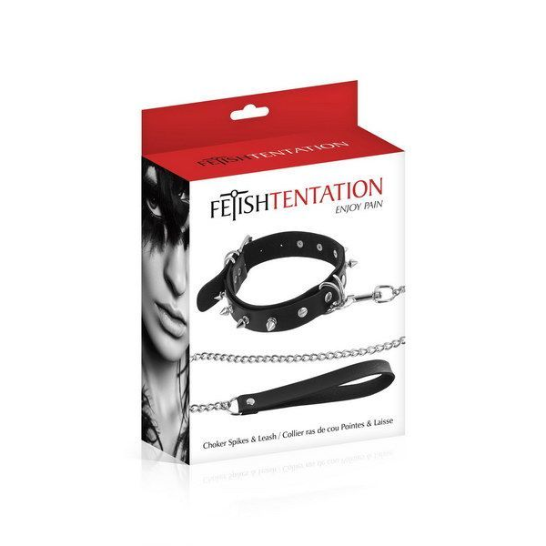 Ошейник с поводком Fetish Tentation Spikes and Leash