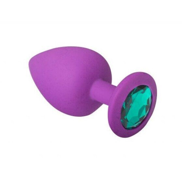 Силиконовая анальная пробка с кристаллом Purple Silicone Emerald, размер S