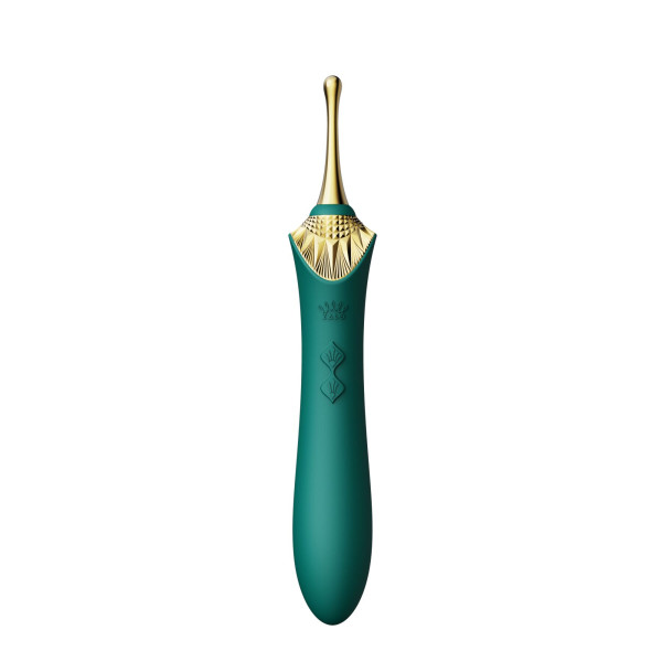 Вагинально-клиторальный вибратор Zalo - Bess Turquoise Green, многофункциональный с насадками
