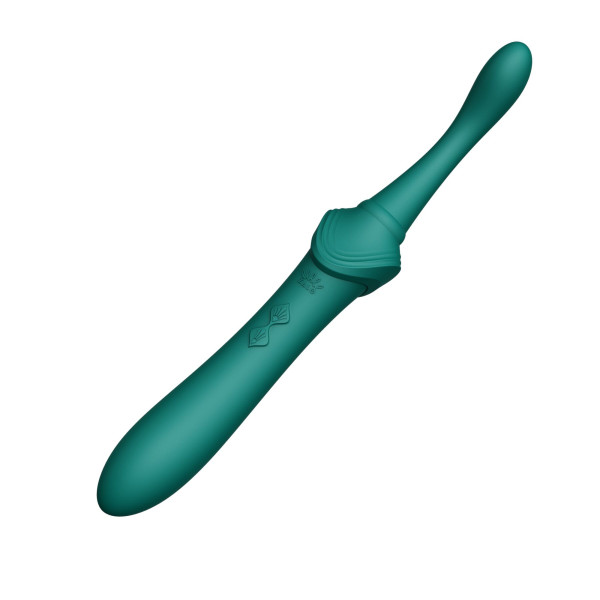 Вагинально-клиторальный вибратор Zalo - Bess Turquoise Green, многофункциональный с насадками