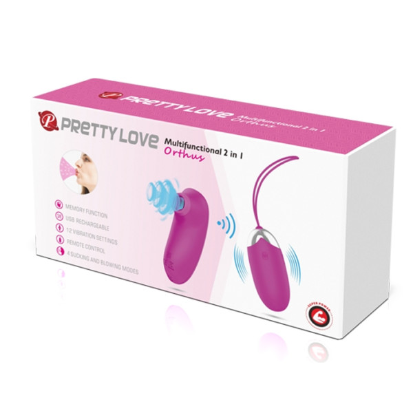 Комплект из виброяйца и вакуумного стимулятора Pretty Love ORTHUS Multifunctional 2 in 1