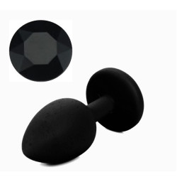 Силиконовая анальная пробка с кристаллом Silicon Black 07, размер S