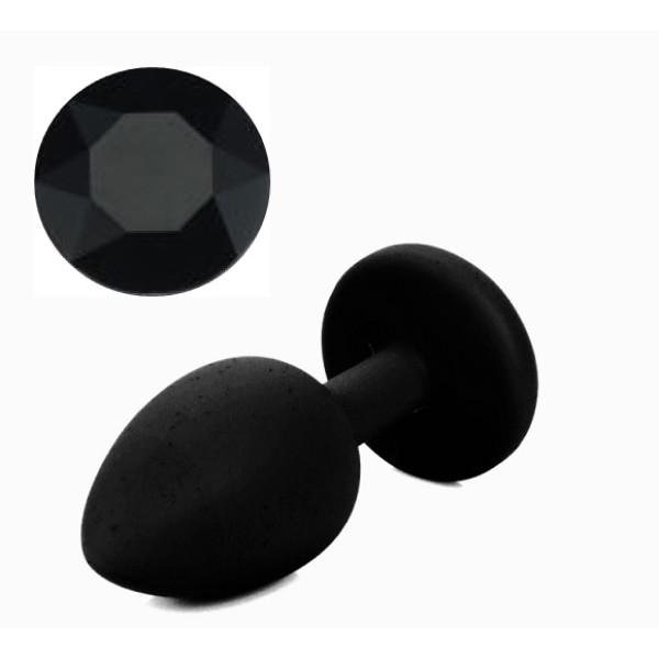 Силиконовая анальная пробка с кристаллом Silicon Black 07, размер S