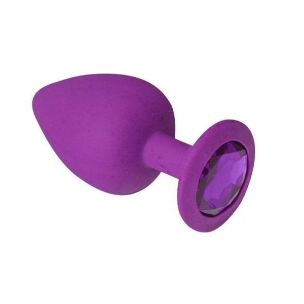 Силиконовая анальная пробка с кристаллом Purple Silicone Amethyst, размер M