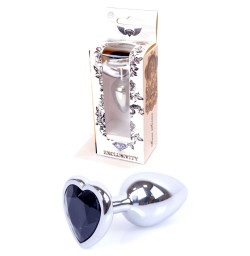 Анальная пробка Boss Series - Jewellery Silver Heart PLUG Black S