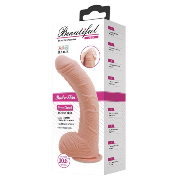Фаллоимитатор на присоске Baile Beautiful ALEX 10.6'' Flesh