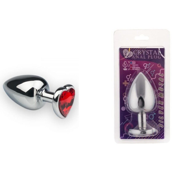 Анальная пробка, Silver Heart Ruby, L
