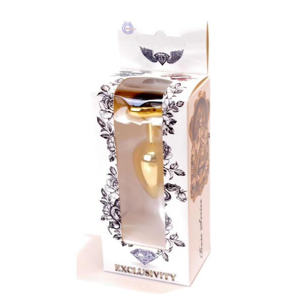 Анальная пробка Boss Series - Jewellery Gold Heart PLUG Black S