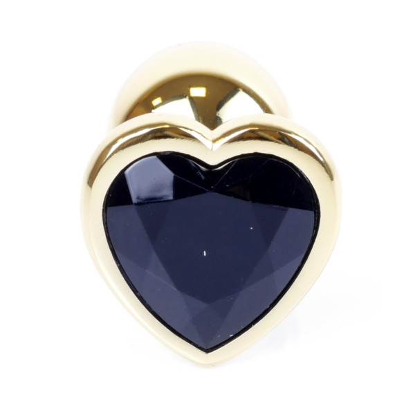 Анальная пробка Boss Series - Jewellery Gold Heart PLUG Black S