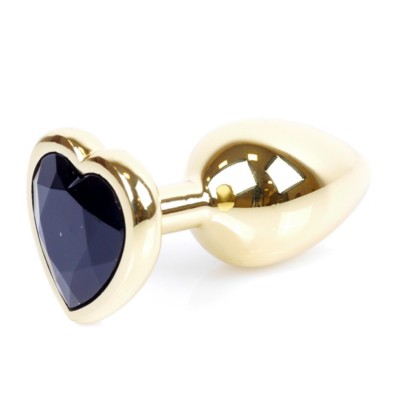 Анальная пробка Boss Series - Jewellery Gold Heart PLUG Black S