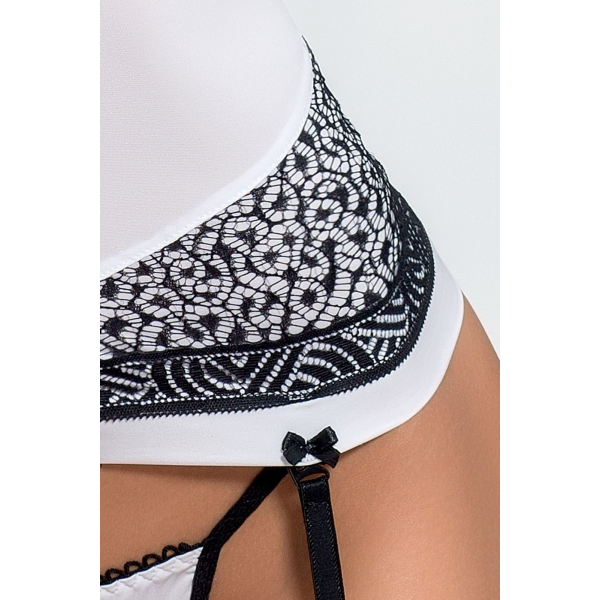Корсет с пажами SUELO CORSET white XXL/XXXL, трусики, шнуровка