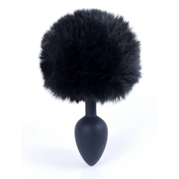 Анальная пробка с хвостом Boss Series - Silicon PLUG Bunny Tail Black, размер S