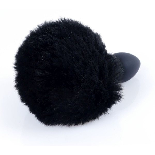 Анальная пробка с хвостом Boss Series - Silicon PLUG Bunny Tail Black, размер S