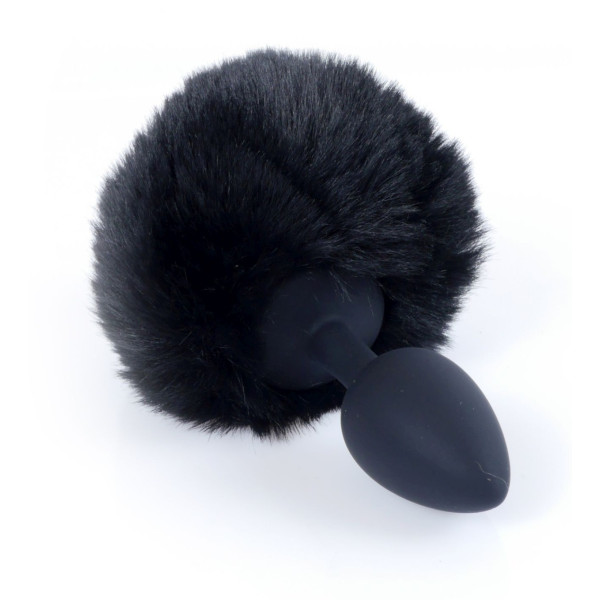 Анальная пробка с хвостом Boss Series - Silicon PLUG Bunny Tail Black, размер S
