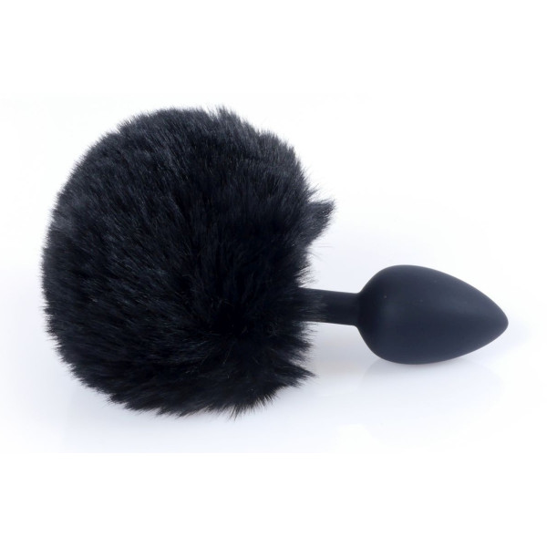 Анальная пробка с хвостом Boss Series - Silicon PLUG Bunny Tail Black, размер S