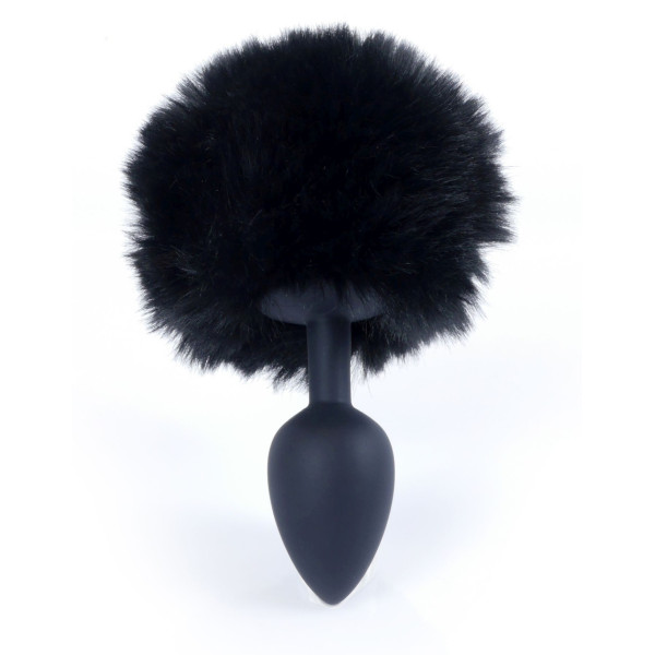Анальная пробка с хвостом Boss Series - Silicon PLUG Bunny Tail Black, размер S