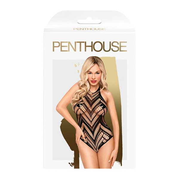 Боди с геометрическим орнаментом Penthouse - Go Hotter Black размер S/L