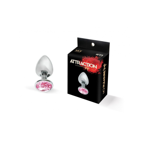 Металлическая анальная пробка с розовым кристаллом MAI Attraction Toys №73, длина 8см, диаметр 3см