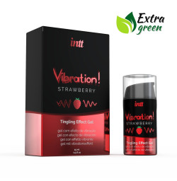 Жидкий вибратор Intt Vibration Strawberry EXTRA GREEN, очень вкусный, действует до 30 минут, 15 мл