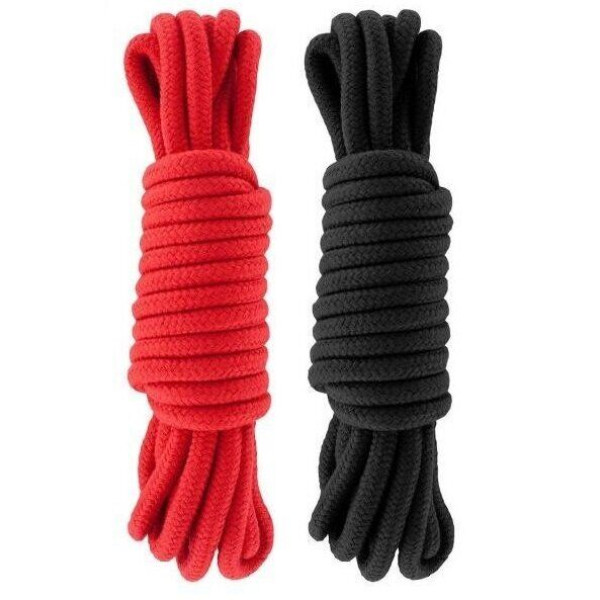 Набор веревок для бондажа Submission 5М Red&Black, красная + черная