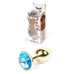 Анальная пробка Boss Series - Jewellery Gold PLUG Light Blue S