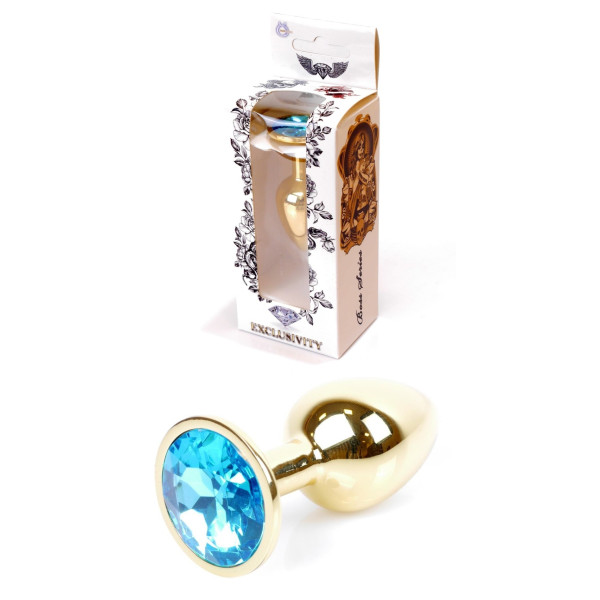 Анальная пробка Boss Series - Jewellery Gold PLUG Light Blue S