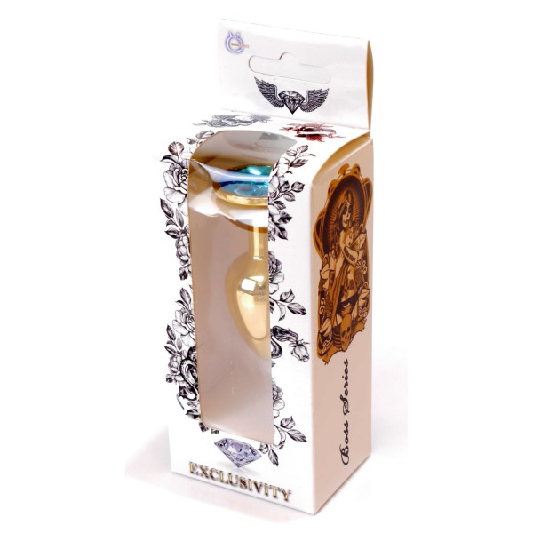 Анальная пробка Boss Series - Jewellery Gold PLUG Light Blue S