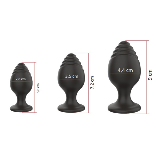 Набор анальных стимуляторов Boss Series - Silicone Anal Plugs Set, 2,8х3,5х4,4 см