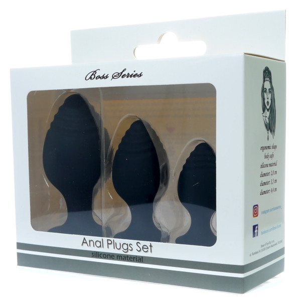 Набор анальных стимуляторов Boss Series - Silicone Anal Plugs Set, 2,8х3,5х4,4 см