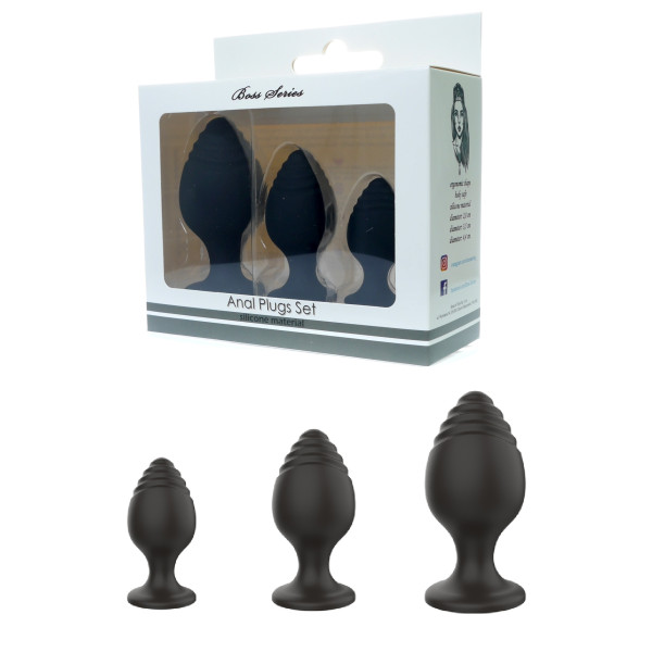 Набор анальных стимуляторов Boss Series - Silicone Anal Plugs Set, 2,8х3,5х4,4 см