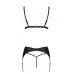 Комплект из эко-кожи Passion Miley Set black: трусики, бюстгальтер, пояс для чулок, размер XXL/XXXL